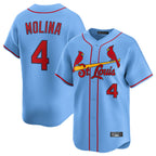 Johmsee St. Louis Cardinals #4 Yadier Molina Player Light Blue Home Limited Stitched Jerseys