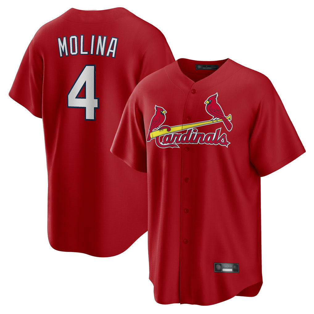 Johmsee St. Louis Cardinals #4 Yadier Molina Player Red Home Game Stitched Jerseys