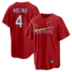 Johmsee St. Louis Cardinals #4 Yadier Molina Player Red Home Game Stitched Jerseys