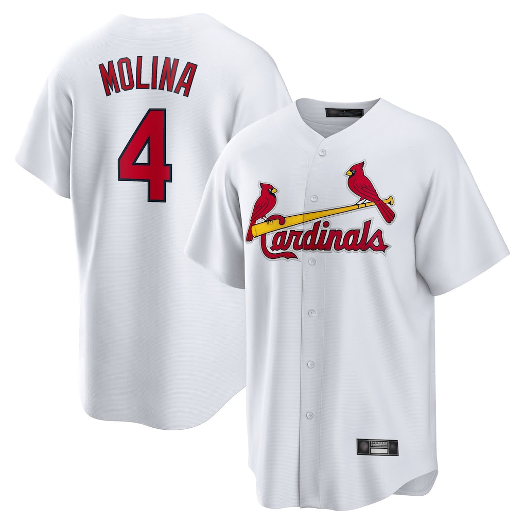 Johmsee St. Louis Cardinals #4 Yadier Molina Player White Home Game Stitched Jerseys