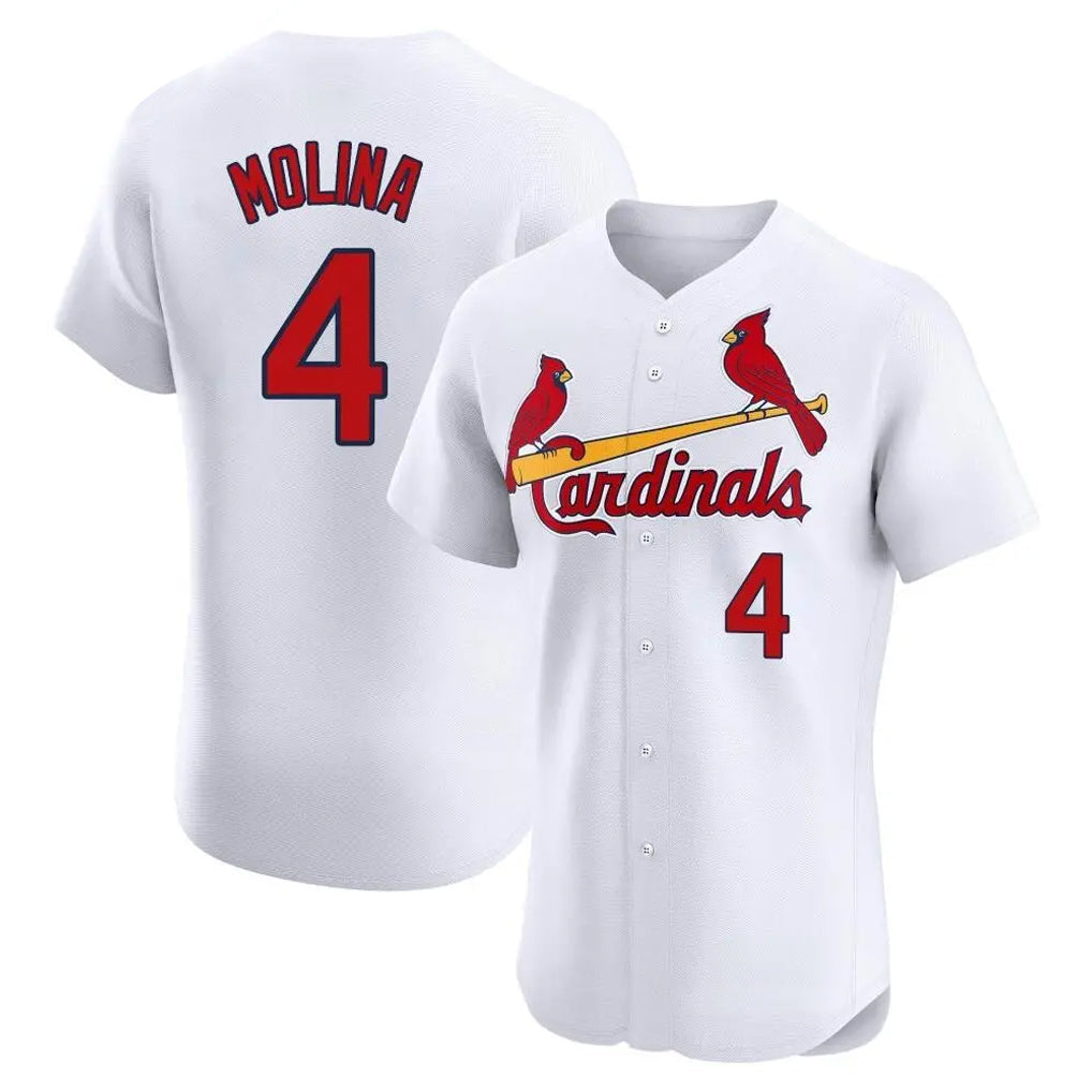 Johmsee St. Louis Cardinals #4 Yadier Molina Player White Home Limited Elite Stitched Jerseys