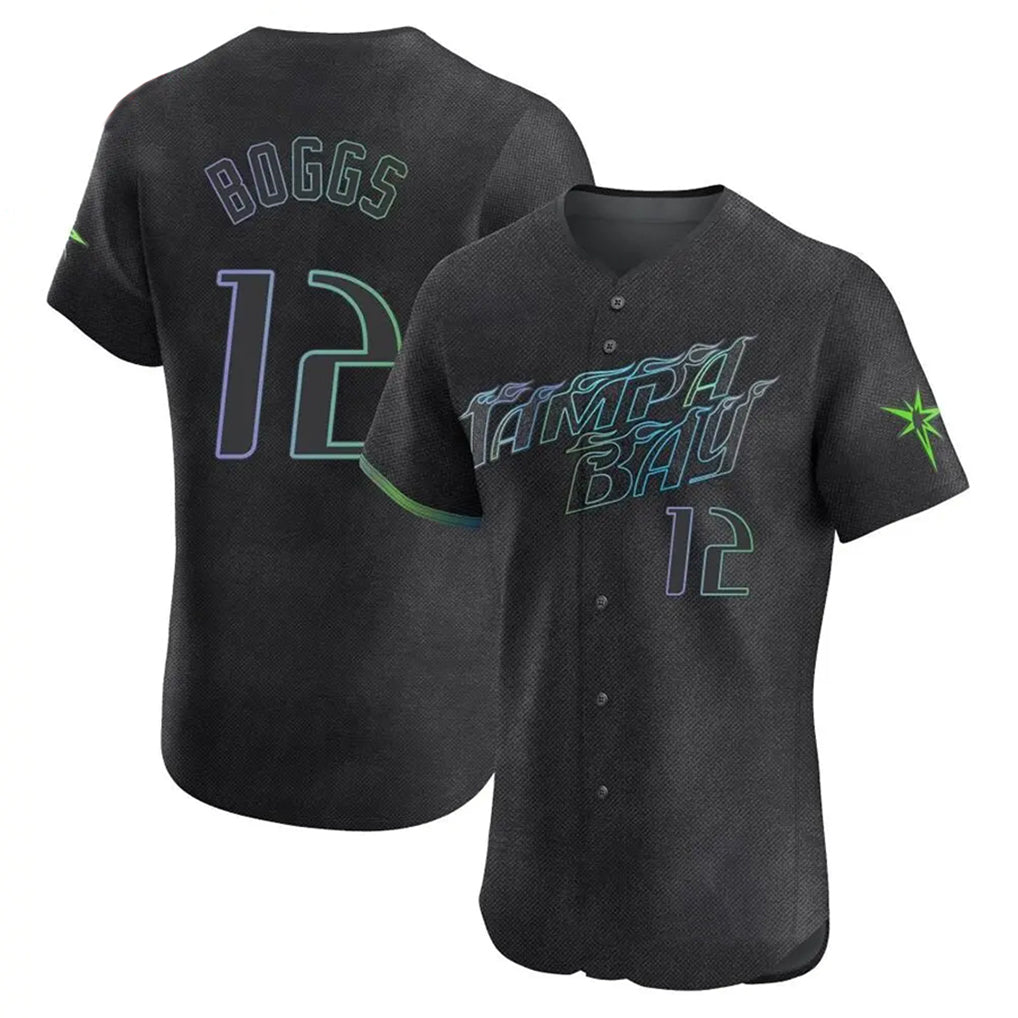 Johmsee T.Bay Rays #12 Wade Boggs Player Black City Connect Home Limited Elite Stitched Jerseys