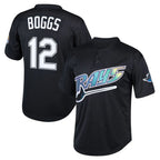 Johmsee T.Bay Rays #12 Wade Boggs Player Black Mitchell & Ness Cooperstown Collection Mesh Batting Practice Stitched Jerseys