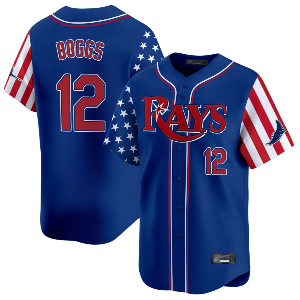 Johmsee T.Bay Rays #12 Wade Boggs Player Royal 2025 Independence Day Vapor Premier Limited Stitched Jerseys