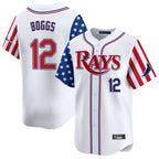 Johmsee T.Bay Rays #12 Wade Boggs Player White 2025 Independence Day Vapor Premier Limited Stitched Jerseys