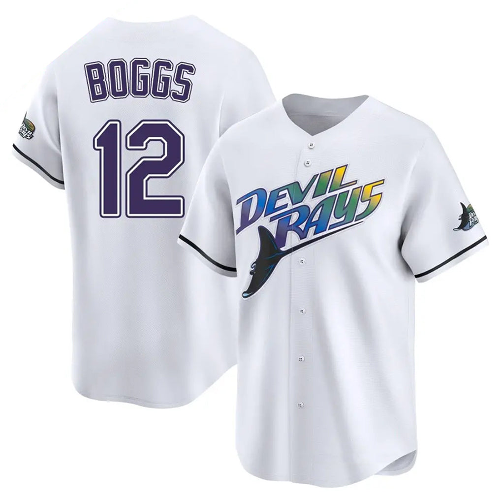 Johmsee T.Bay Rays #12 Wade Boggs Player White City Connect Home Stitched Jerseys