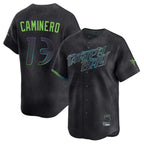 Johmsee T.Bay Rays #13 Junior Caminero Player Black City Connect Home Limited Stitched Jerseys