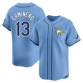 Johmsee T.Bay Rays #13 Junior Caminero Player Light Blue Home Limited Stitched Jerseys