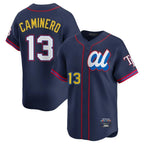 Johmsee T.Bay Rays #13 Junior Caminero Player Navy All-star Limited Stitched Jersey