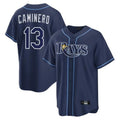 Johmsee T.Bay Rays #13 Junior Caminero Player Navy Home Limited Stitched Jerseys