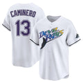 Johmsee T.Bay Rays #13 Junior Caminero Player White City Connect Home Stitched Jerseys