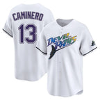 Johmsee T.Bay Rays #13 Junior Caminero Player White City Connect Home Stitched Jerseys