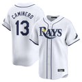 Johmsee T.Bay Rays #13 Junior Caminero Player White Home Limited Stitched Jerseys
