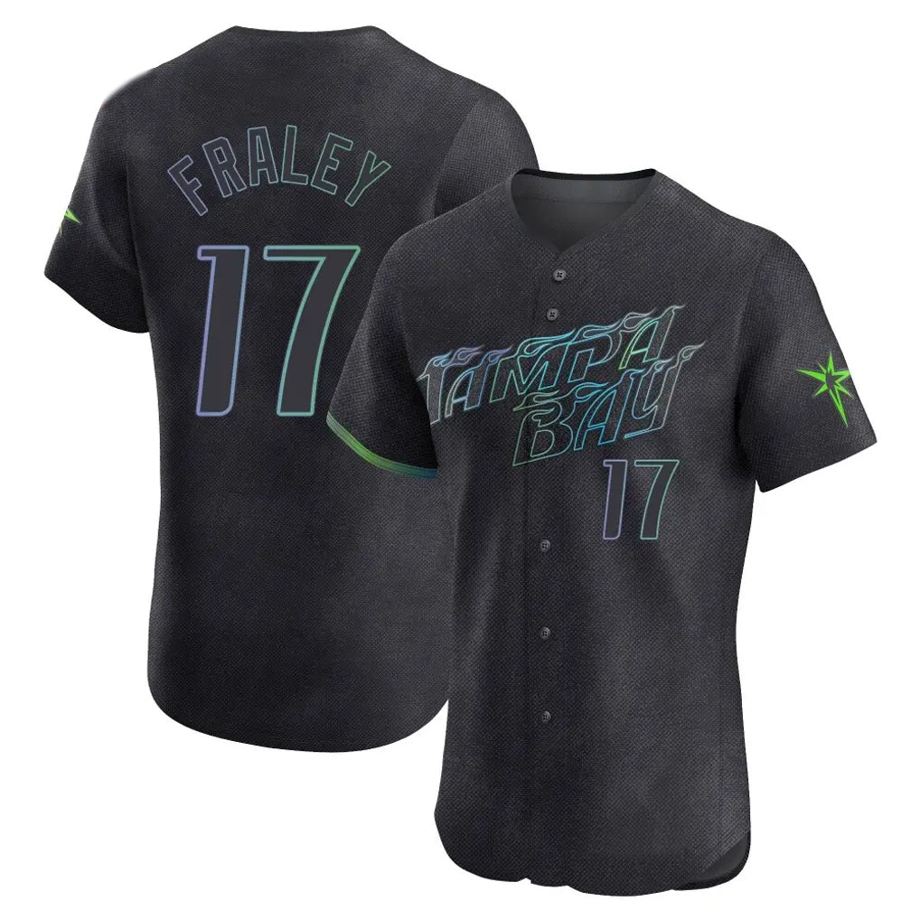 Johmsee T.Bay Rays #17 Jake Fraley Player Black City Connect Home Limited Elite Stitched Jerseys