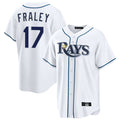 Johmsee T.Bay Rays #17 Jake Fraley Player White Home Game Stitched Jerseys