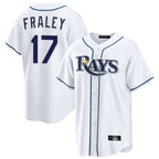Johmsee T.Bay Rays #17 Jake Fraley Player White Home Game Stitched Jerseys