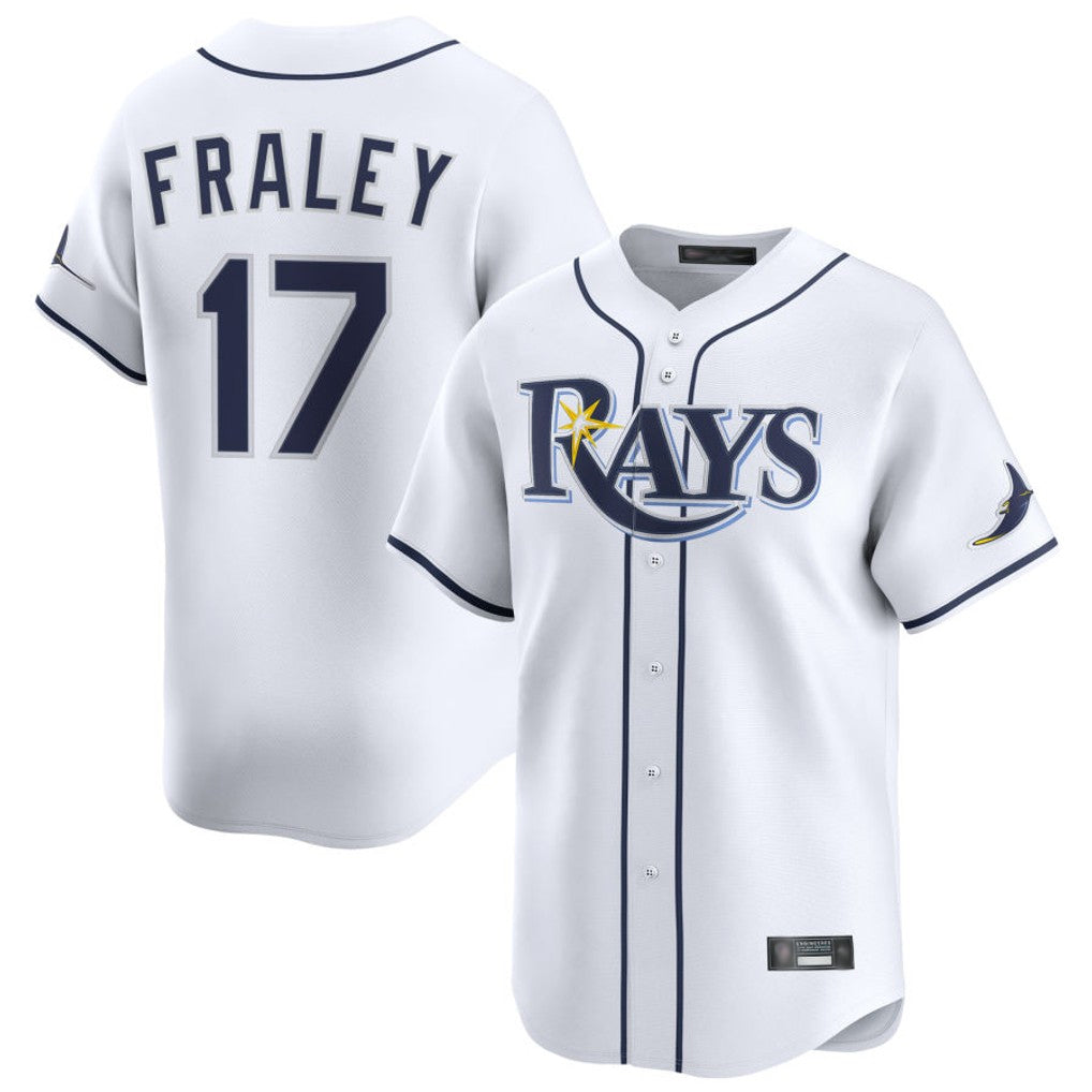 Johmsee T.Bay Rays #17 Jake Fraley Player White Home Limited Stitched Jerseys