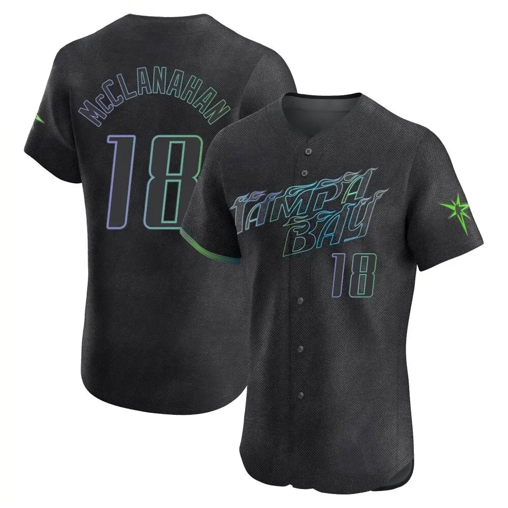 Johmsee T.Bay Rays #18 Shane McClanahan Player Black City Connect Home Limited Elite Stitched Jerseys