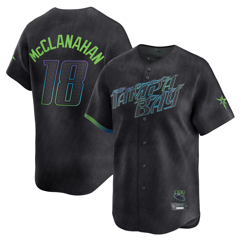 Johmsee T.Bay Rays #18 Shane McClanahan Player Black City Connect Home Limited Stitched Jerseys