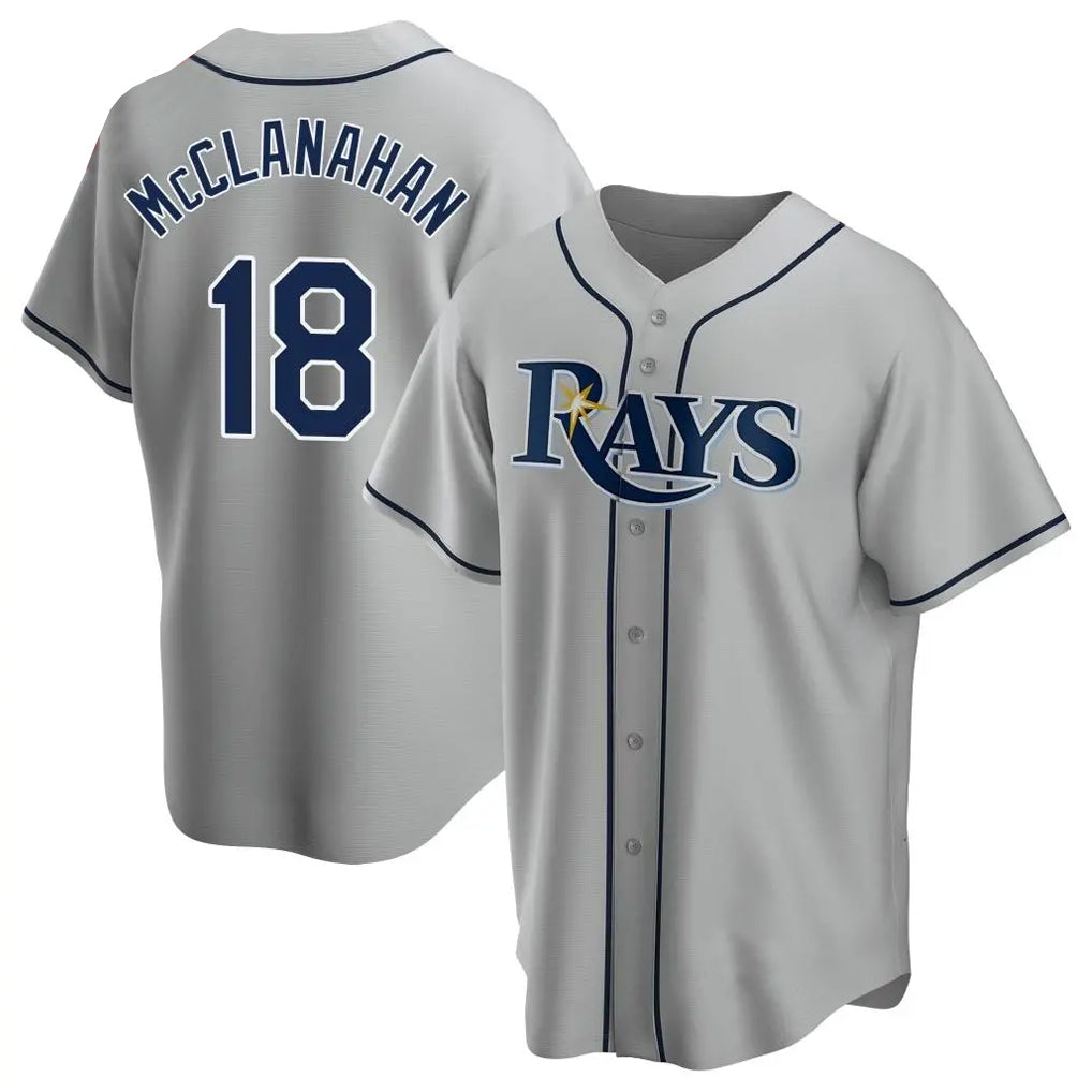 Johmsee T.Bay Rays #18 Shane McClanahan Player Gray Home Game Stitched Jerseys