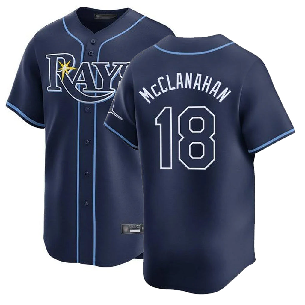Johmsee T.Bay Rays #18 Shane McClanahan Player Navy Home Limited Stitched Jerseys