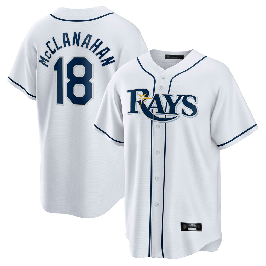 Johmsee T.Bay Rays #18 Shane McClanahan Player White Home Game Stitched Jerseys