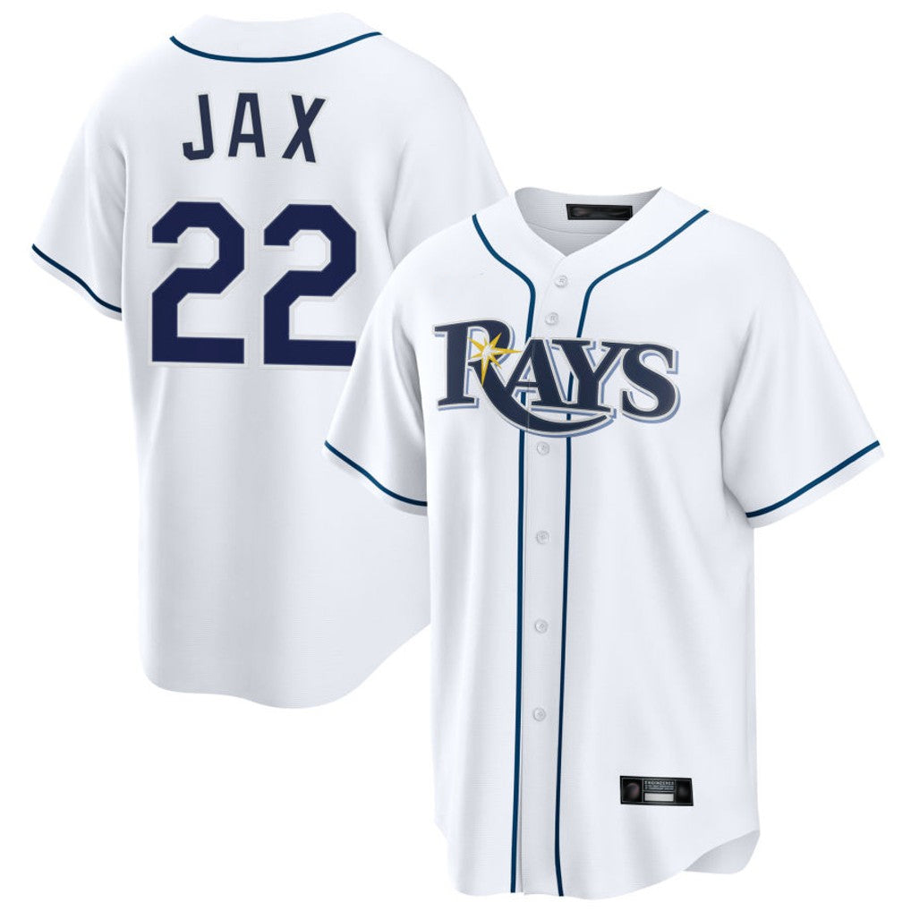 Johmsee T.Bay Rays #22 Griffin Jax Player White Home Game Stitched Jerseys