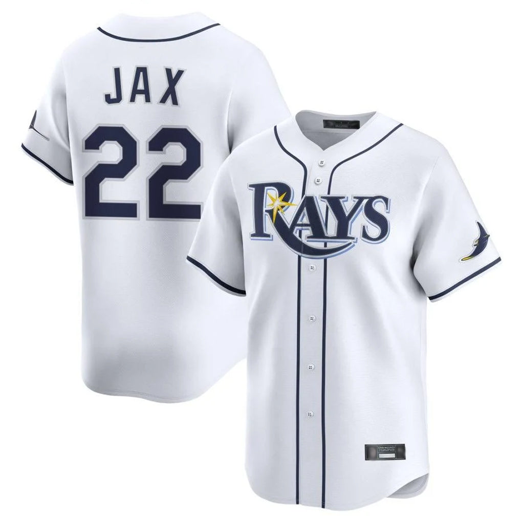 Johmsee T.Bay Rays #22 Griffin Jax Player White Home Limited Stitched Jerseys