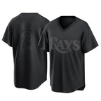 Johmsee T.Bay Rays #2 Yandy Diaz Player Black Home Game Stitched Jerseys