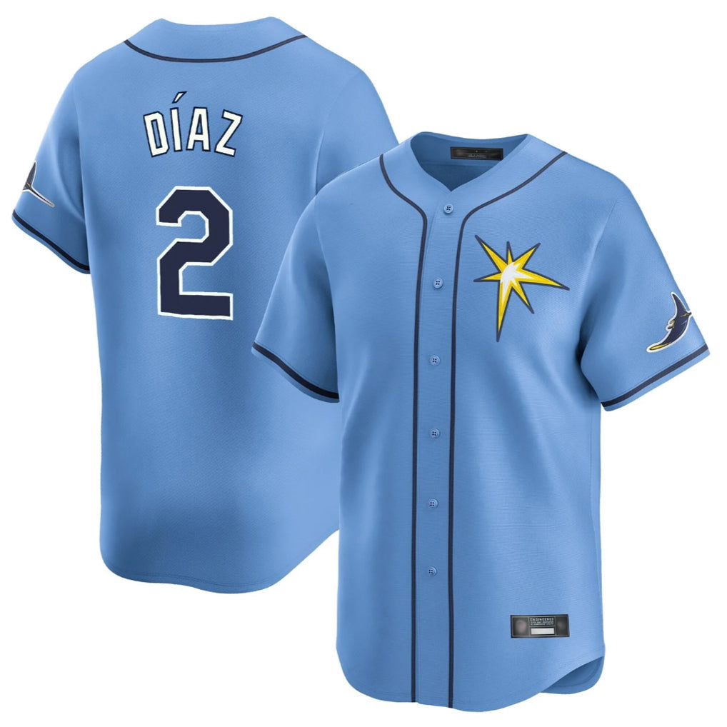 Johmsee T.Bay Rays #2 Yandy Diaz Player Light Blue Home Limited Stitched Jerseys