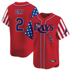 Johmsee T.Bay Rays #2 Yandy Diaz Player Red 2025 Independence Day Vapor Premier Limited Stitched Jerseys