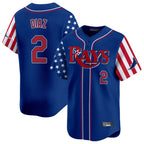 Johmsee T.Bay Rays #2 Yandy Diaz Player Royal 2025 Independence Day Vapor Premier Limited Stitched Jerseys