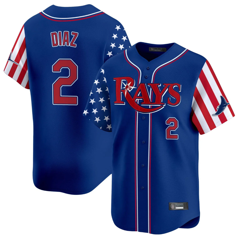 Johmsee T.Bay Rays #2 Yandy Diaz Player Royal 2025 Independence Day Vapor Premier Limited Stitched Jerseys