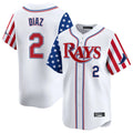 Johmsee T.Bay Rays #2 Yandy Diaz Player White 2025 Independence Day Vapor Premier Limited Stitched Jerseys