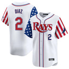 Johmsee T.Bay Rays #2 Yandy Diaz Player White 2025 Independence Day Vapor Premier Limited Stitched Jerseys