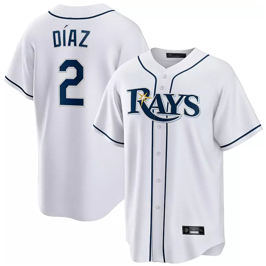 Johmsee T.Bay Rays #2 Yandy Diaz Player White Home Game Stitched Jerseys