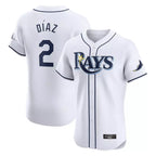 Johmsee T.Bay Rays #2 Yandy Diaz Player White Home Limited Elite Stitched Jerseys