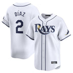 Johmsee T.Bay Rays #2 Yandy Diaz Player White Home Limited Stitched Jerseys