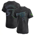 Johmsee T.Bay Rays #57 Drew Rasmussen Player Black City Connect Home Limited Elite Stitched Jerseys