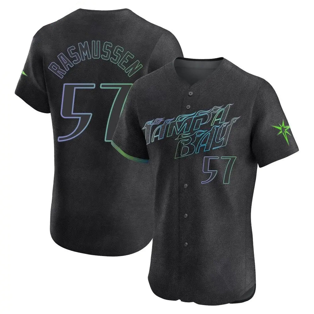 Johmsee T.Bay Rays #57 Drew Rasmussen Player Black City Connect Home Limited Elite Stitched Jerseys
