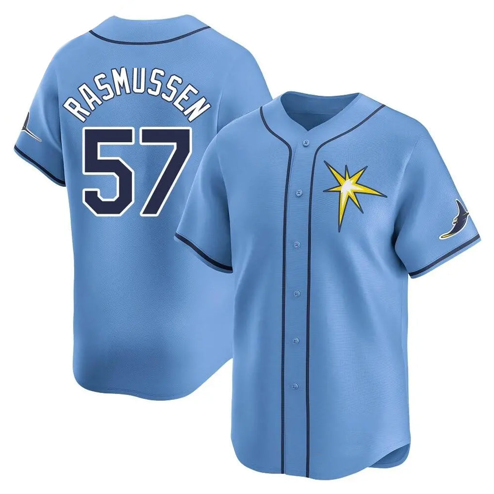 Johmsee T.Bay Rays #57 Drew Rasmussen Player Light Blue Home Limited Stitched Jerseys