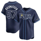 Johmsee T.Bay Rays #57 Drew Rasmussen Player Navy Home Limited Stitched Jerseys