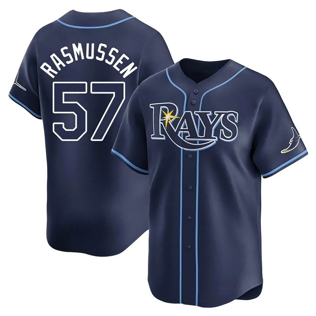 Johmsee T.Bay Rays #57 Drew Rasmussen Player Navy Home Limited Stitched Jerseys
