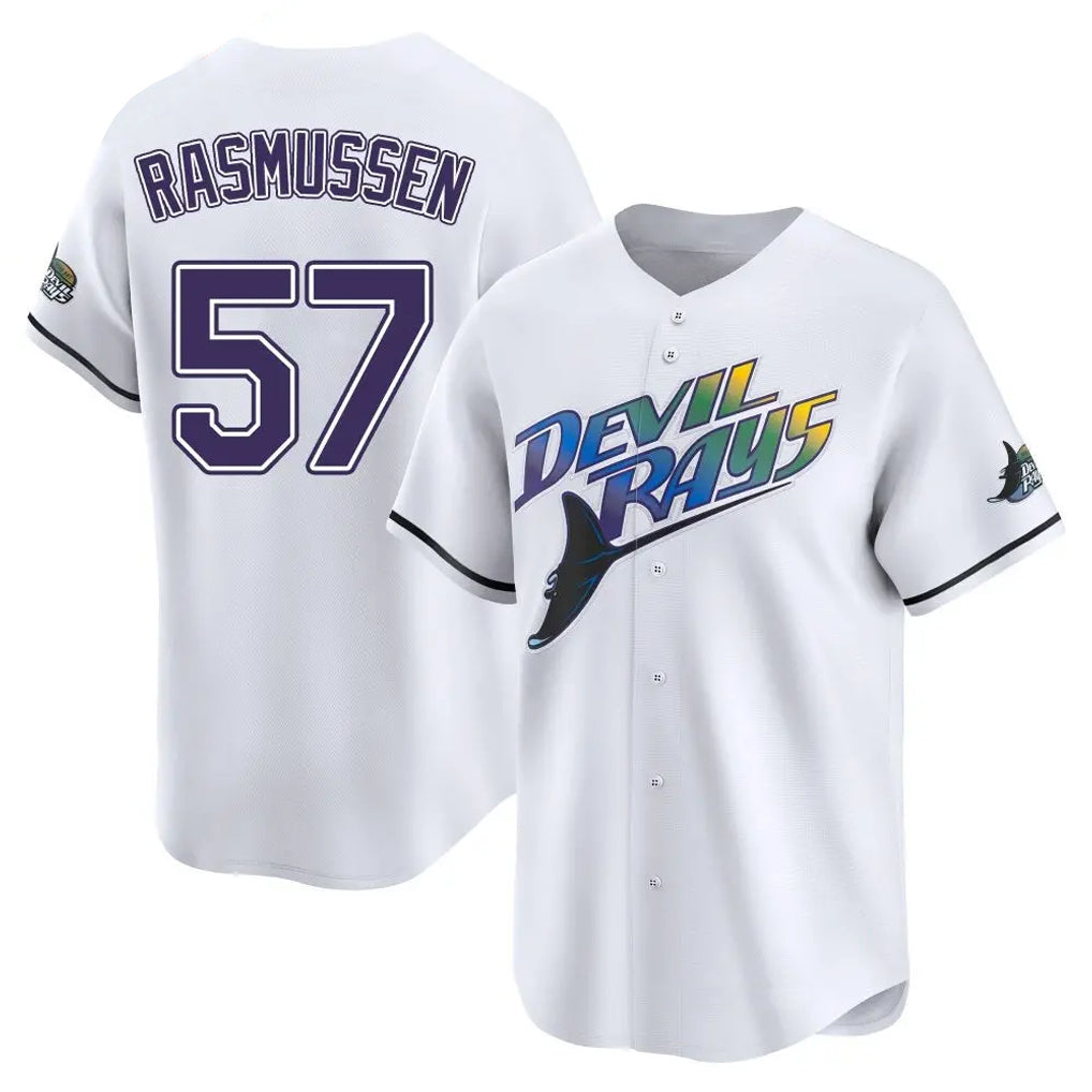 Johmsee T.Bay Rays #57 Drew Rasmussen Player White City Connect Home Stitched Jerseys