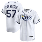 Johmsee T.Bay Rays #57 Drew Rasmussen Player White Home Limited Stitched Jerseys