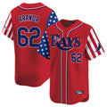 Johmsee T.Bay Rays #62 Jonathan Aranda Player Red 2025 Independence Day Vapor Premier Limited Stitched Jerseys