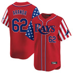 Johmsee T.Bay Rays #62 Jonathan Aranda Player Red 2025 Independence Day Vapor Premier Limited Stitched Jerseys