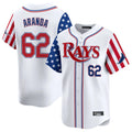 Johmsee T.Bay Rays #62 Jonathan Aranda Player White 2025 Independence Day Vapor Premier Limited Stitched Jerseys