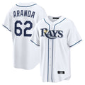 Johmsee T.Bay Rays #62 Jonathan Aranda Player White Home Game Stitched Jerseys