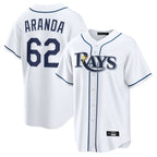 Johmsee T.Bay Rays #62 Jonathan Aranda Player White Home Game Stitched Jerseys